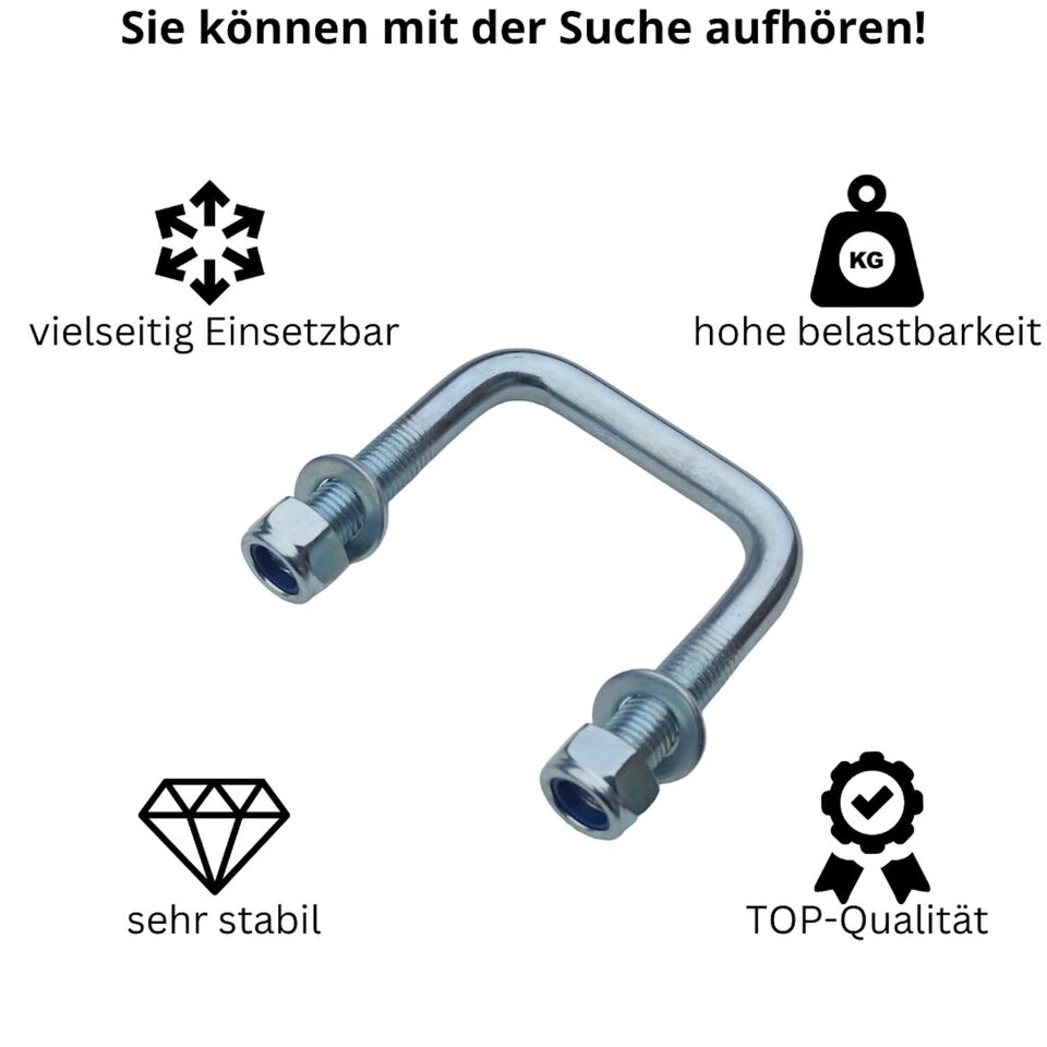 M20 vierkant U Bügelschraube mit Gegenplatte Stahl verzinkt